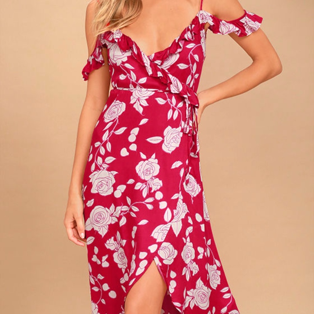 DISNEY BY MINKPINK ENCHANTED ROSE RED FLORAL PRINT